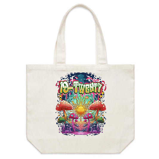 19-Twenty • Mushroom Mayhem • Cotton Canvas Shoulder Tote Bag