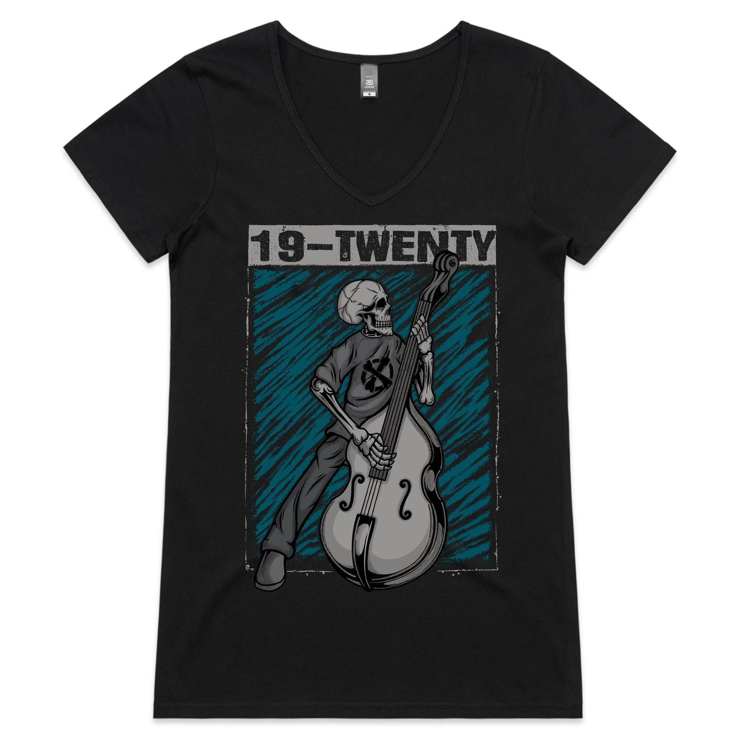 19-Twenty • Johnny Skull • Womens V-Neck T-Shirt