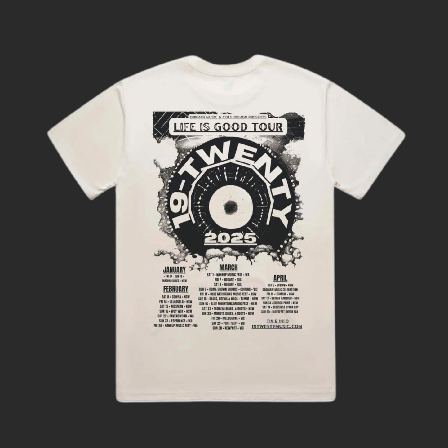 19-Twenty 'Life Is Good' Tour Shirt ECRU (Cream) - Limited Edition